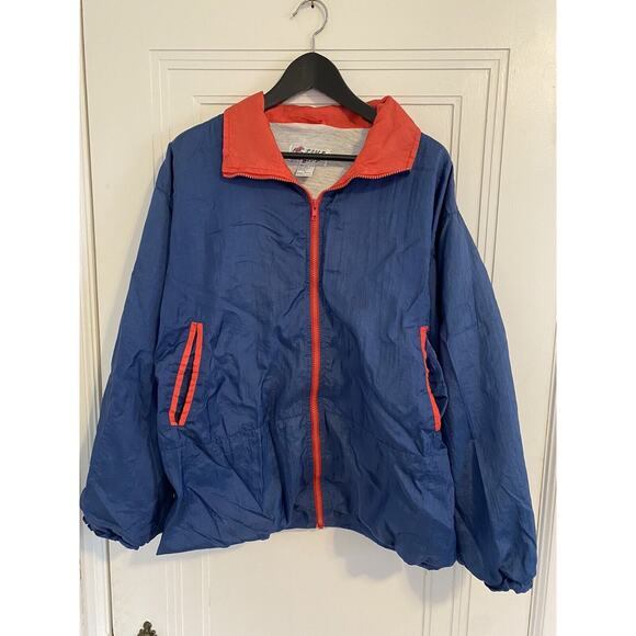 Vintage Active Stuff Blue and Red Zip-Up Windbreaker/ Track Jacket Size 1X - Picture 1 of 4